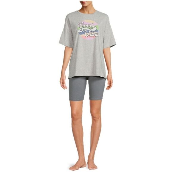 Short Sleeve T-shirt Top & Lounge Bike Short set, 2-Piece Size M - Picture 4 of 5